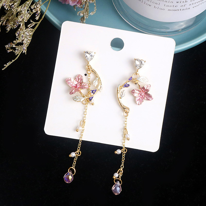 Mode Fleur Alliage Incruster Perles Artificielles Strass Femmes Boucles D'oreilles 1 Paire display picture 1