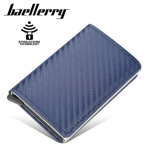 baellerry plaid card holder men's European and American metal aluminum box automatic ejection card holder female RFID men's wallet