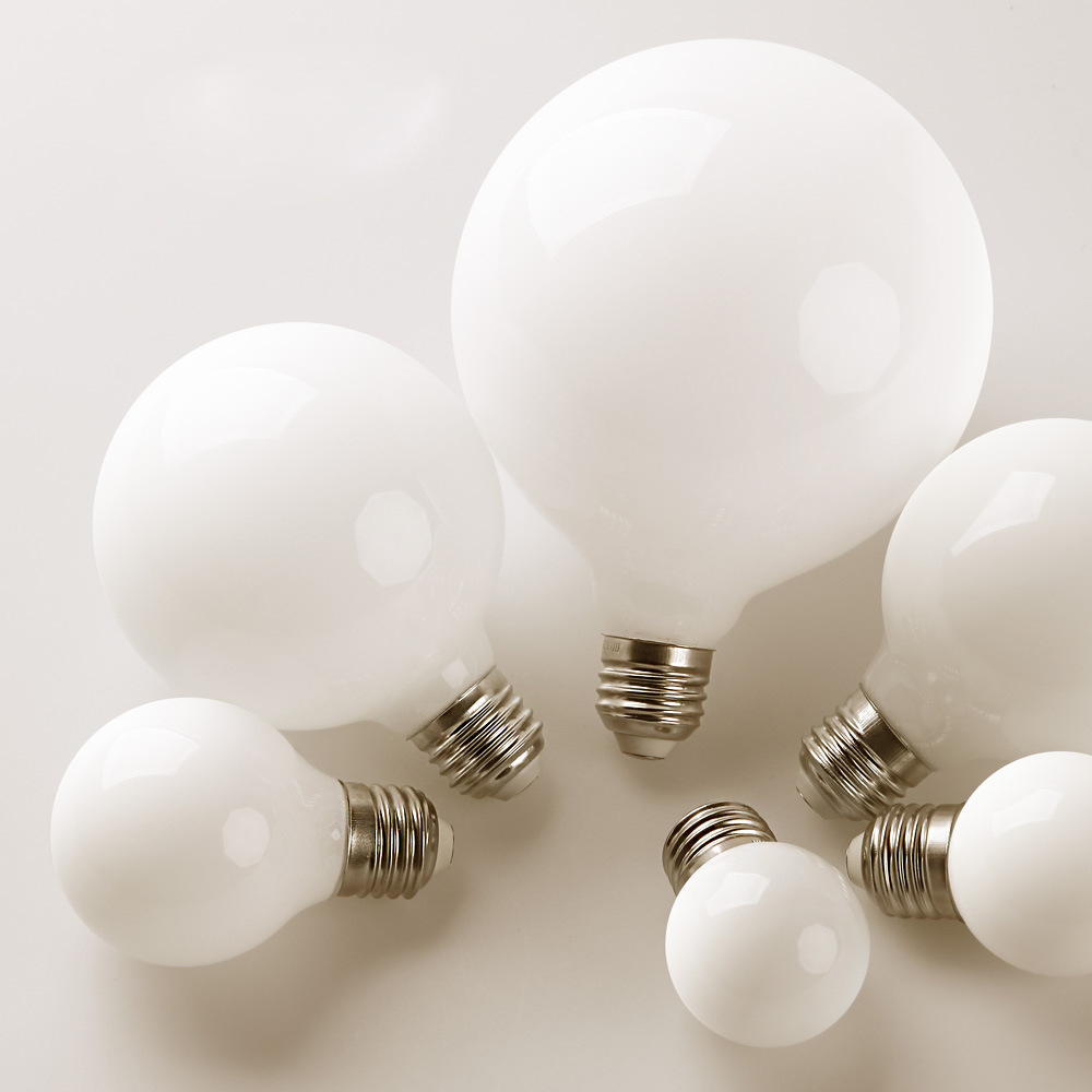 Milky White Glass LEDBulb E14e27 Screw Household Energy-saving Lamp Dragon Ball Bubble Retro Spherical Eye Protection White Light