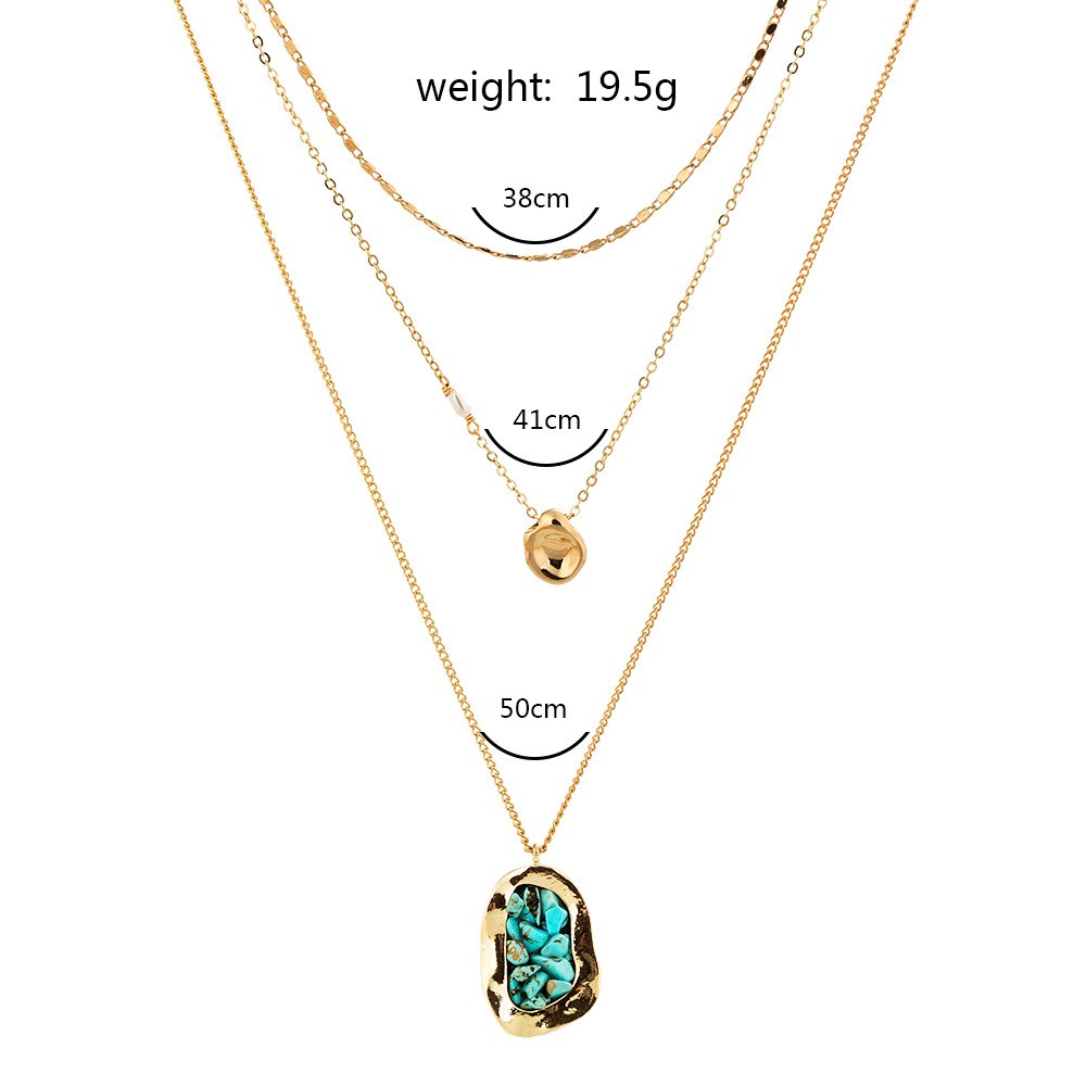 Fashion Natural Turquoise Shaped Pendant Necklace Alloy Necklace Wholesale display picture 1