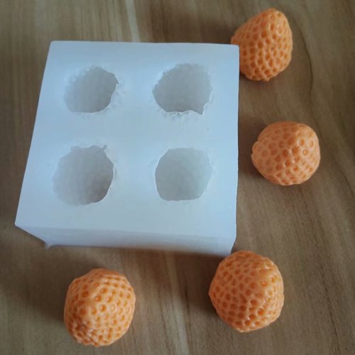 4-in-1 strawberry shaped cake decorating mold for large and small sizes, handmade soap fragrance plaster silicone mold 