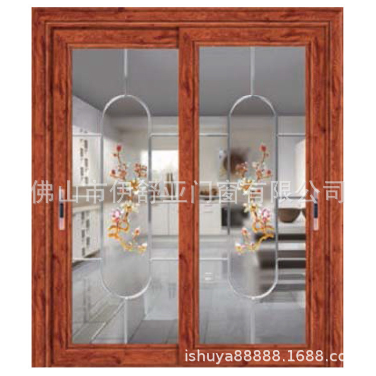 Aluminum Alloy Heavy-duty Sliding Door House Courtyard Kitchen Balcony Double Track Four-fan Hanging Sliding Door Tempered Glass with Window Head