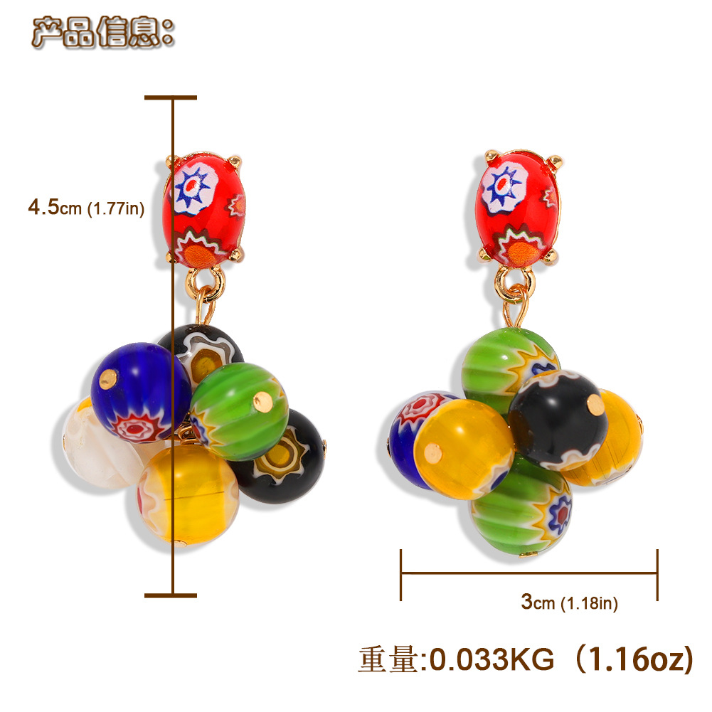 New Bohemian Ball Print Painted Earrings For Women Wholesale display picture 1