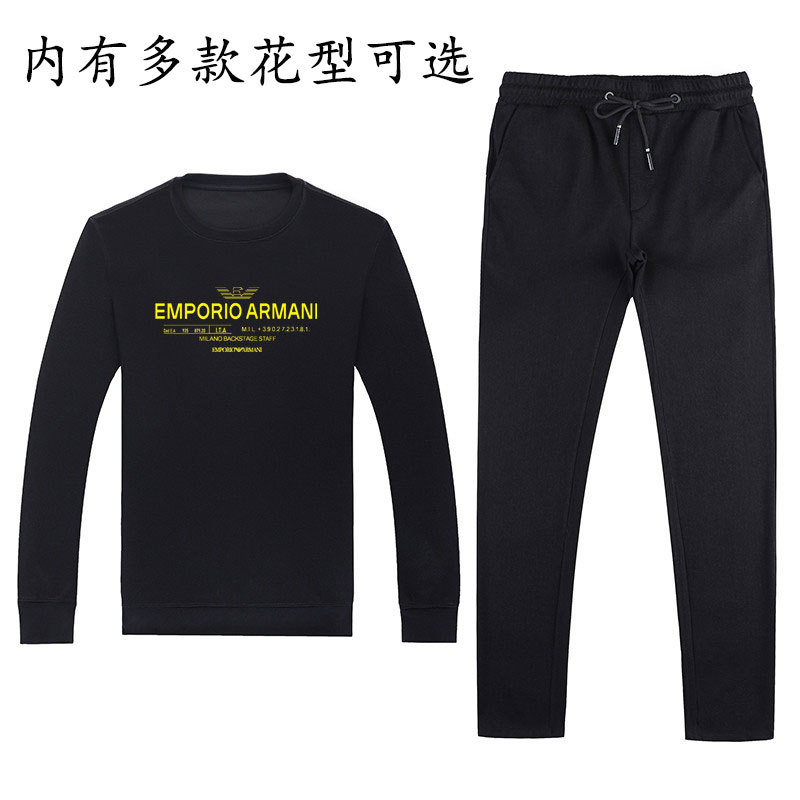 2020新款秋季男式卫衣韩版修身印花T恤青年圆领长袖两件套卫衣男