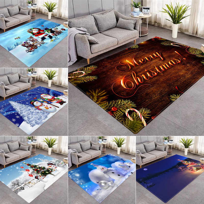家居客厅沙发毯 圣诞节3D印花地垫地毯 卧室床边满铺水晶绒地毯