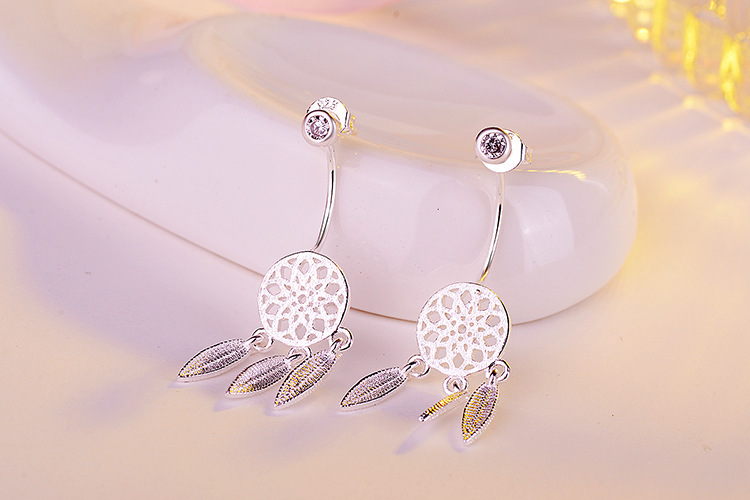 Korean Feather Dream Catcher Short Earrings display picture 6