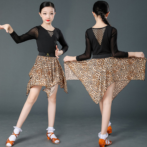 Girls kids Professional Latin dance dress children's  girls' competition performance Dress Girls' training fishbone skirts