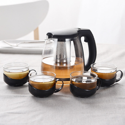 玻璃泡茶壺耐高溫花茶壺大號加厚泡水壺家用過濾功夫紅茶茶具套裝