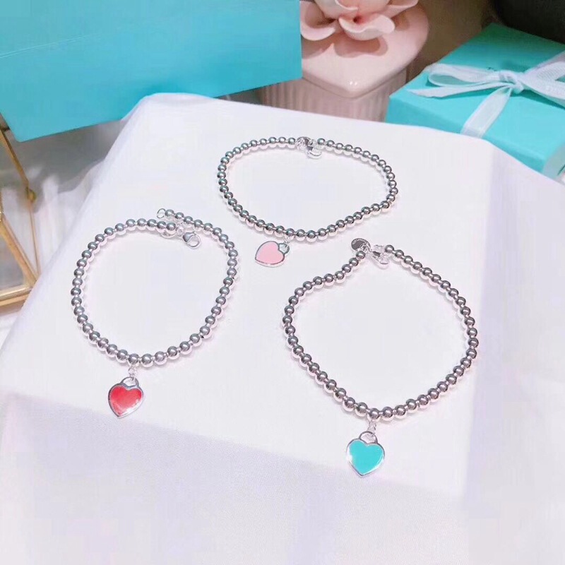 Shake Tone Internet Red Love Heart-shaped Bracelet Blue Glue Dropping Craft Fashion All-match Hand Jewelry for Women Shake Tone Internet Red Love Heart-shaped Bracelet Blue Glue Dropping Craft Fashion All-match Hand Jewelry for Women