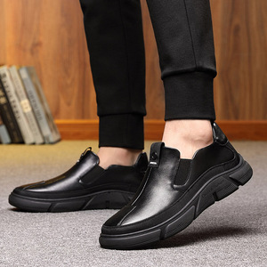 真皮休闲皮鞋男士韩版潮流百搭板鞋男套脚软皮鞋子男潮鞋一件代发