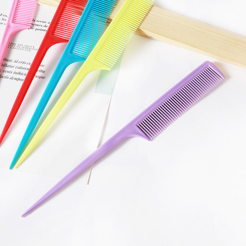 Factory direct selling bangs pick comb colorful plastic cosmetic comb long handle hair comb plastic pointed tail comb hairdressing comb