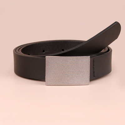 2020 new pattern Square buckle Carved Geometry black brown Flat lady belt Simple models Cross border Explosive money goods in stock