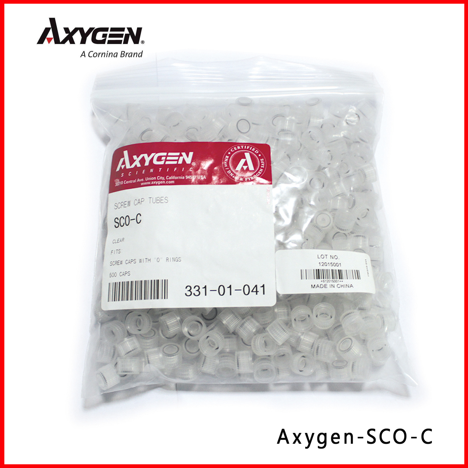 爱思进Axygen SCO-C 冻存管无色盖 500支/包；8包/箱