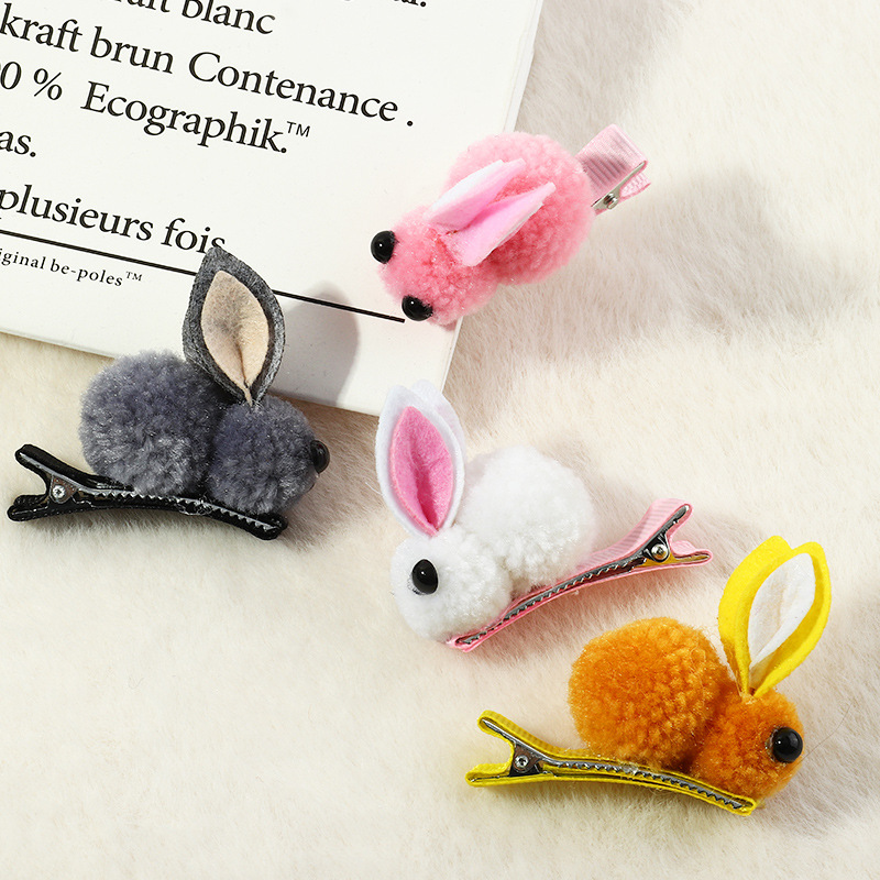 Children's Rabbit Plush Hairpin display picture 3