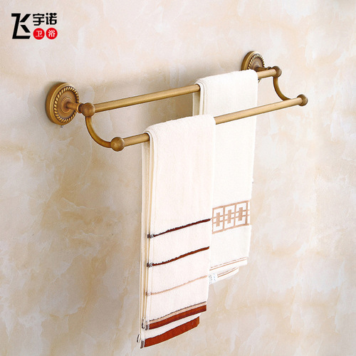 Factory Direct Selling Full Copper European Style Antique Towel Rack and Shelf Bathroom Towel Rack Bathroom Hooks Set