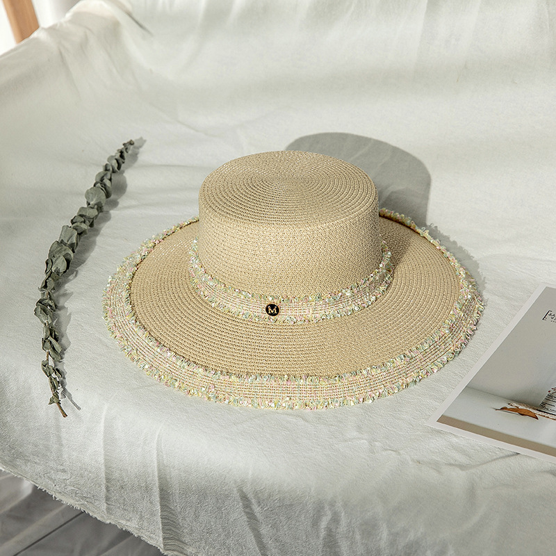 Women's Vintage Style Color Block Lace Flat Eaves Straw Hat display picture 4
