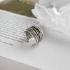 Brand fashionable retro ring, silver 925 sample, on index finger