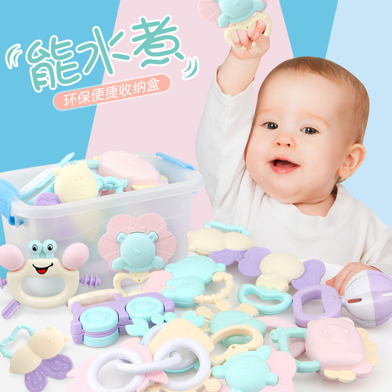 Boiled baby toys baby 0-1-year-old bell ringing newborn children hand bell tooth glue rattle educational toys