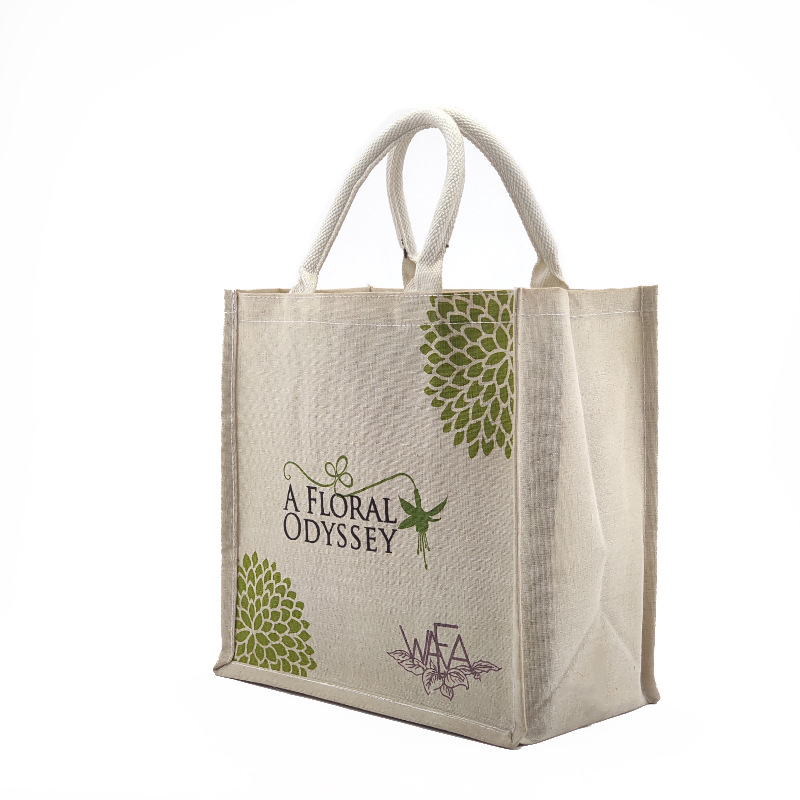 时尚印花手提广告礼品包装麻布袋棉麻布收纳手提帆布新款棉布袋