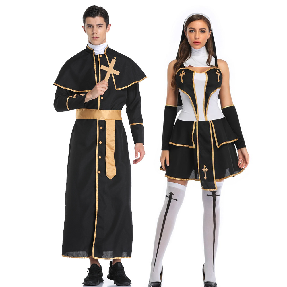 万圣节服装 牧师圣母玛利亚修女角色扮演服装 情趣套装制服情侣装
