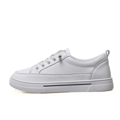 Genuine leather cowhide white shoes for women  new women's shoes versatile basic flat white shoes summer thin student sneakers