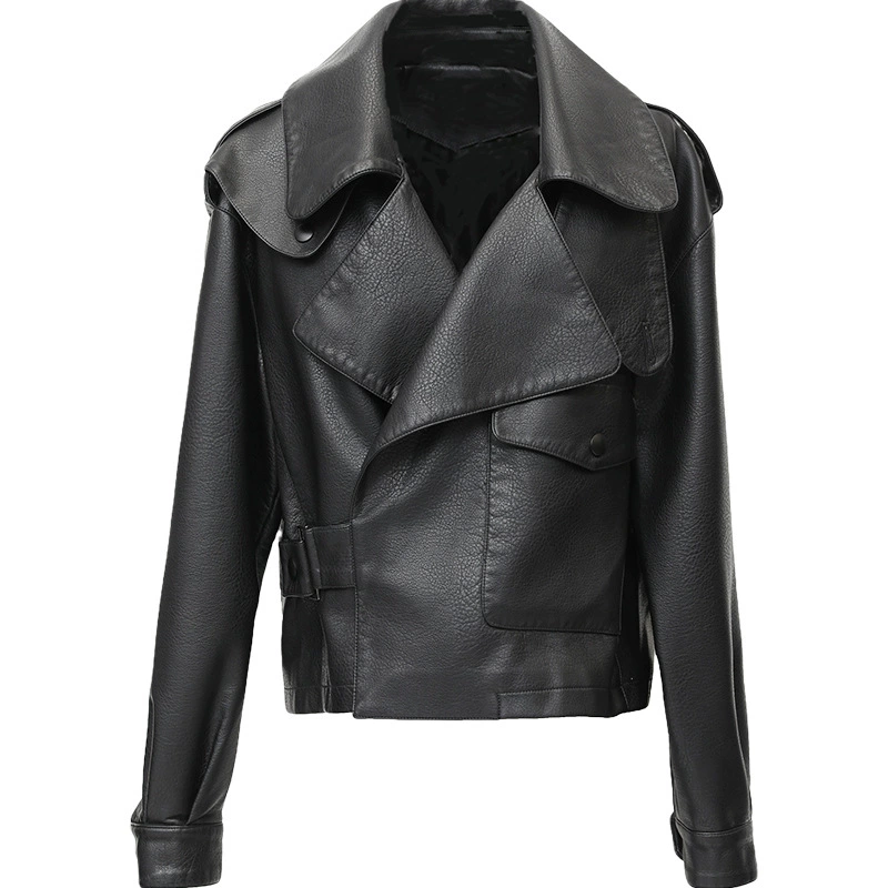 Autumn polyurethane short jacket, for teenagers, oversize