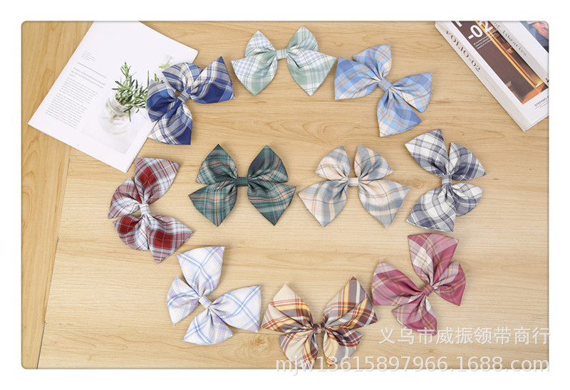 日系甜美jk网红ins风格子邻家女孩制服复古大蝴蝶发夹