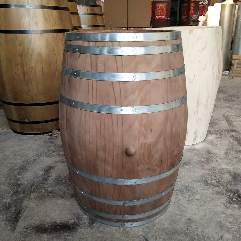 厂家直销橡木桶红酒桶装饰酒桶酒庄窖藏摆设加厚铁圈桶箍干红空桶
