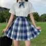 原创百褶学生学院风半身裙