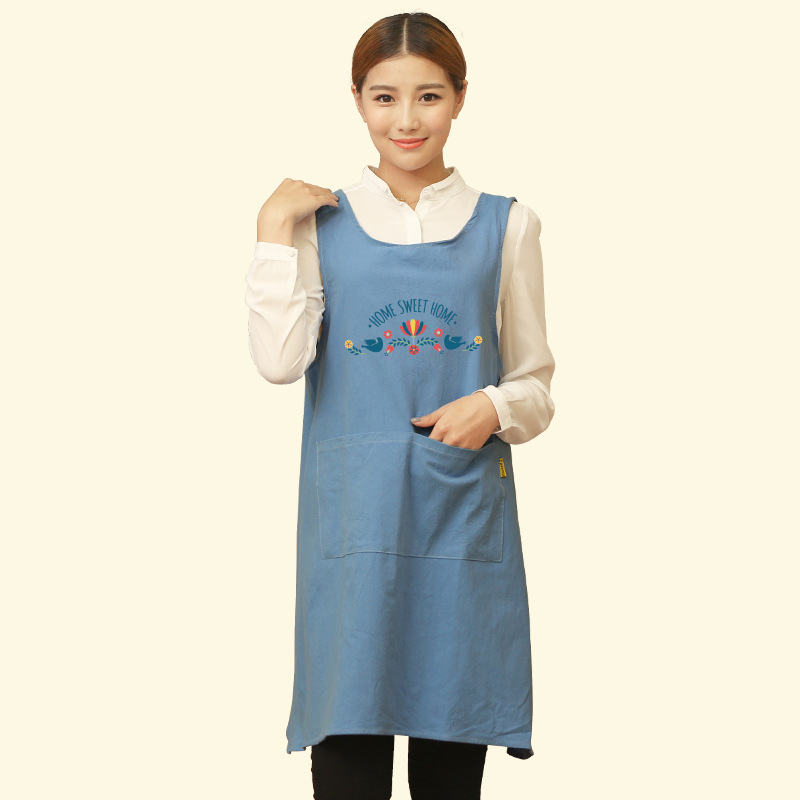 Delantal de la cocina del hogar camarero catering ropa de trabajo moda de las mujeres hombres anti-incrustante a prueba de aceite de la cintura de impresión de logotipo personalizado