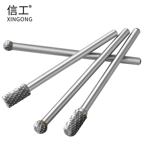Extended rotary file double groove 6mm handle carbide grinding head metal grinding head woodworking tungsten steel milling cutter head manufacturer