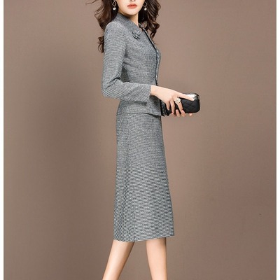 houndstooth Woolen Suit skirt Two piece set spring and autumn fashion 2020 new pattern temperament Ladies Small fragrant wind Women's wear