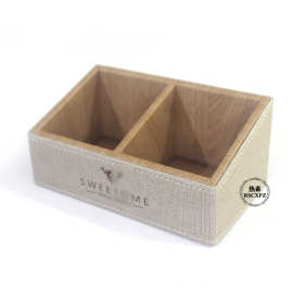 厂家订制酒店用品皮具茶叶盒茶包盒咖啡奶茶糖包收纳盒双格茶叶盒