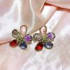 Purple silver needle, crystal, fuchsia earrings, silver 925 sample, flowered