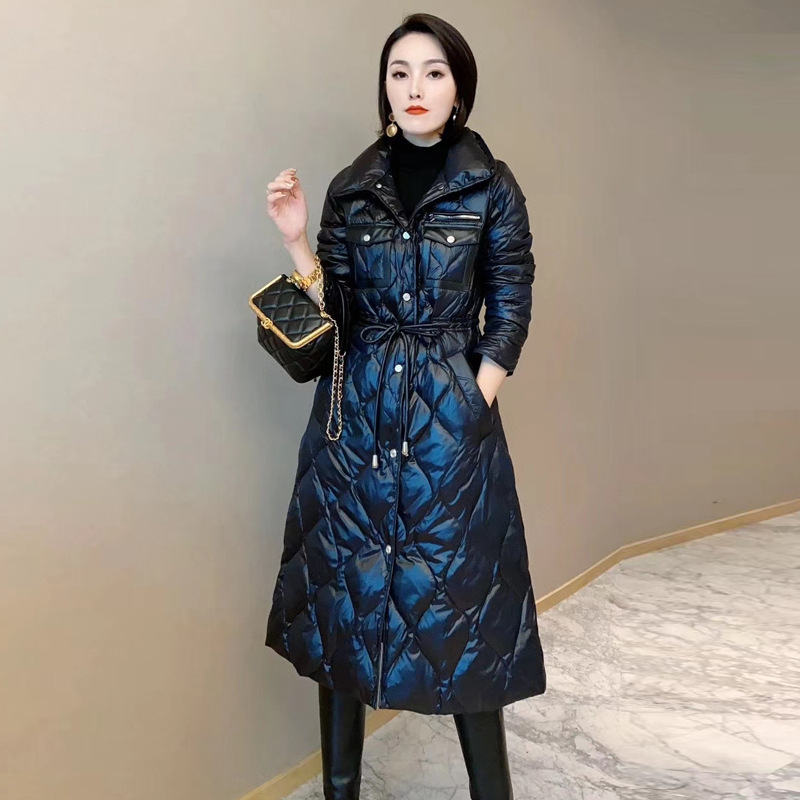 2020冬装新款过膝轻薄款羽绒服女欧货韩系收腰显瘦长款白鸭绒外套|ms