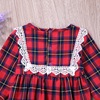 H1299#Female baby conjoined triangle climbing service autumn long -sleeved red plaid lace sleeve baby long -sleeved conjoosent