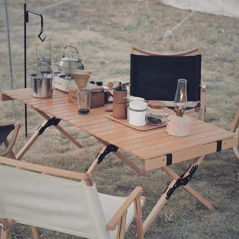 Wood folding table