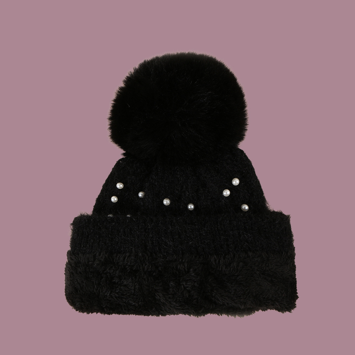 Pearl Hair Ball Knitted Hat display picture 6