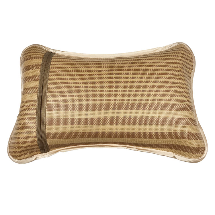 超市大型商场夏枕头双面厂家清仓藤编夏凉枕 高档绸缎竹编凉席枕|ms