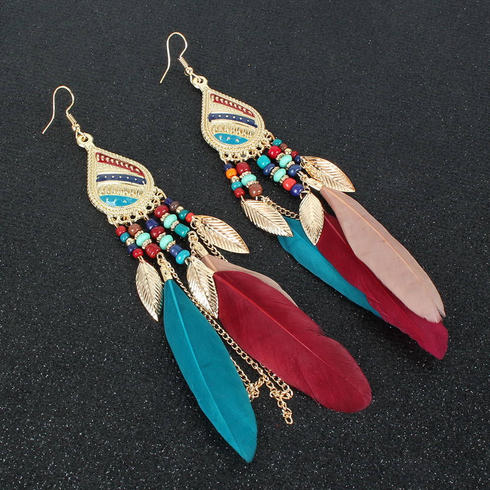 Earrings Jewelry Exaggerated Ethnic Style Feather Earrings Simple Earrings display picture 4