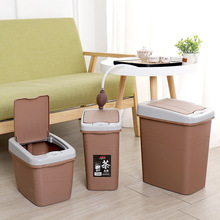 家用塑料茶水桶方形按压式翻盖过滤茶渣废水桶手提排水桶茶具配件
