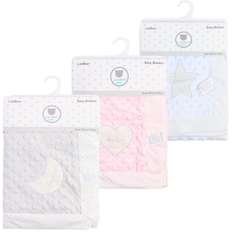 婴儿抱毯盖毯空调毯子双层压泡泡绒被子宝宝包巾包被现货一件代发