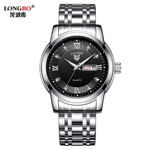 White shell black surface white steel strap