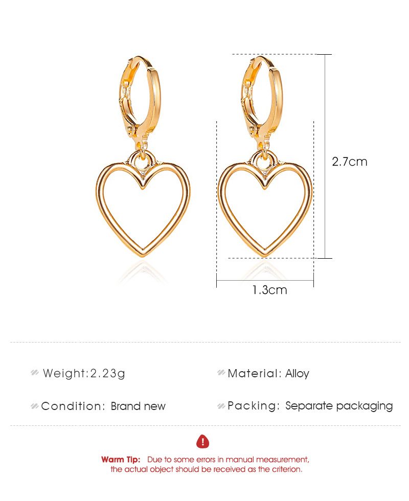 10g Weight Fashion Heart Plating Alloy No Inlaid Earrings