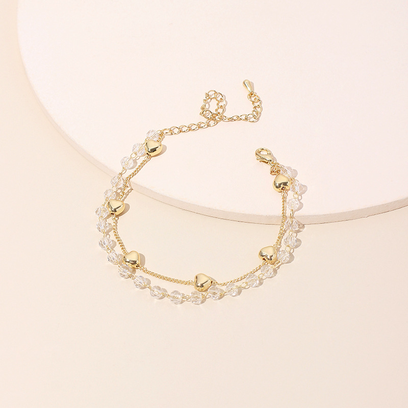 20g Weight Necklace Classification Wedding, Travel Occasion Women'S Gender Simple Crystal Love Double-layer Bracelet Girls Light Luxury Necklace 7