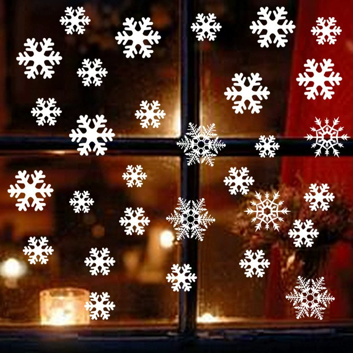 Ёлочные украшения Снежинка настенные наклейки двери и окна съемные наклейки новогодняя елка окна наклейки на стекло