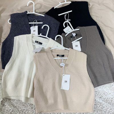 小香v领针织马甲女装2020秋季新款气质韩版宽松外搭无袖背心外套|ms