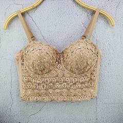 Eyelash lace camisole women's summer sexy black bottoming shirt beautiful back wrap chest V-neck tube top short style with chest pad