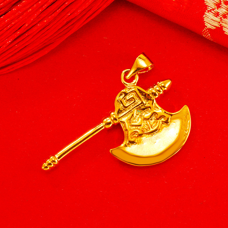 Estilo étnico en línea rojo transmisión en vivo hacha colgante vietnam arena oro hombres y mujeres imitación dragón chino 24k oro joyería al por mayor