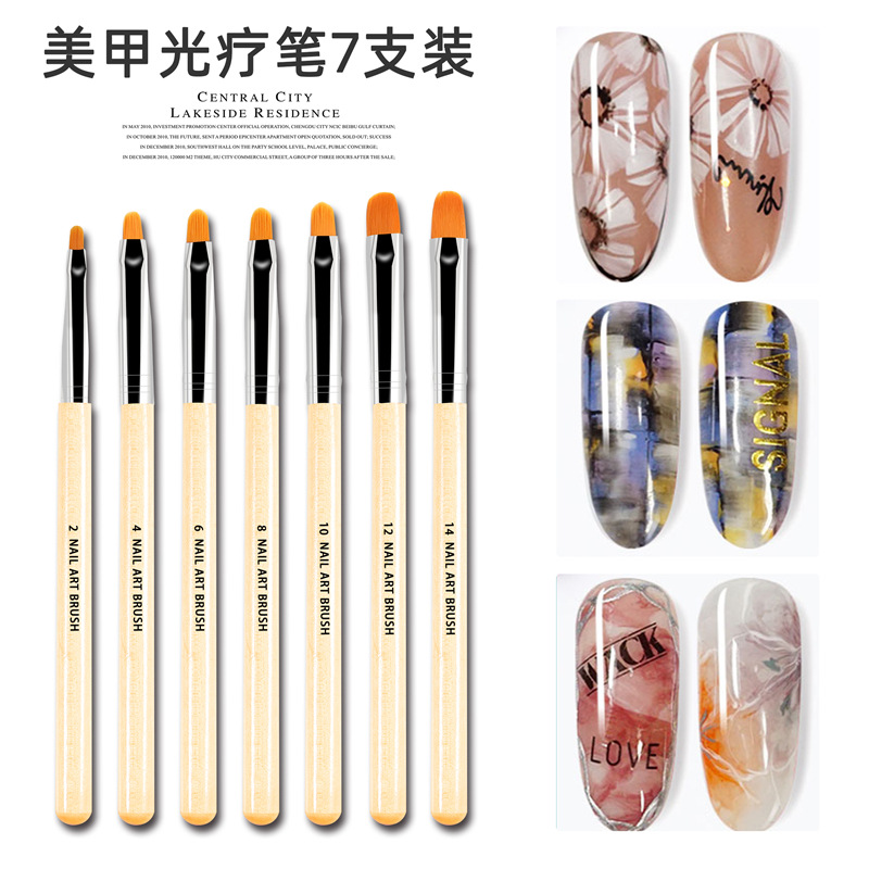 Suministro transfronterizo 7 log Rod fila de fototerapia de uñas pluma en forma de lengua cabeza redonda traje de pluma de fototerapia de uñas ventas directas de fábrica